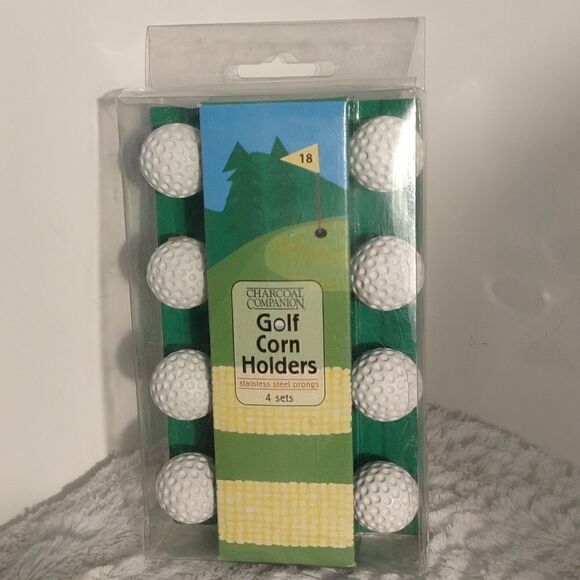 Golf Stainless Steel Corn On The Cob Holders 4 Sets. - Picture 1 of 4